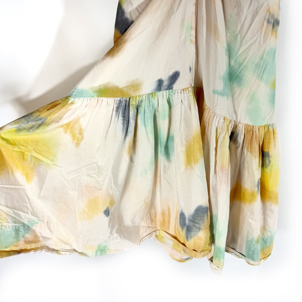 A.L.C. Lindsey Midi Dress Cream Watercolor Tie Dye Sleeveless Pockets Sz 0 - Picture 9 of 14